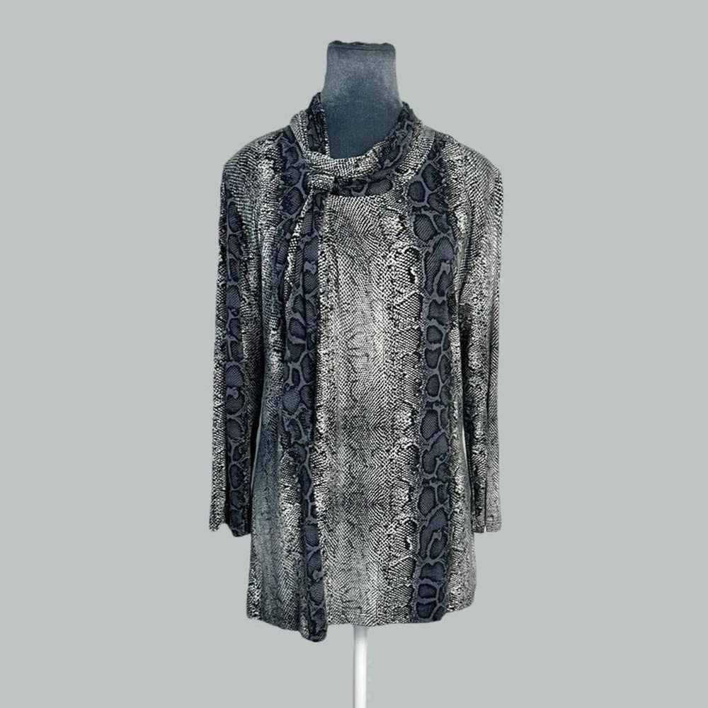Color fix vintage snake skin animal print knit blouse top L